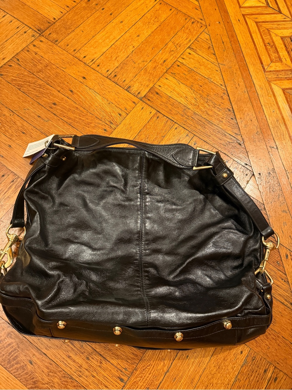 Rebecca Minkoff Black Leather Hobo Shoulder Bag with Gold Hardware - Picture 3 of 9